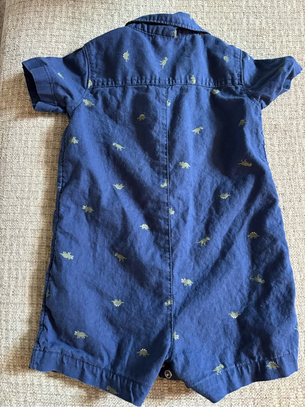 Carter's Navy Short-Sleeve Dino Romper